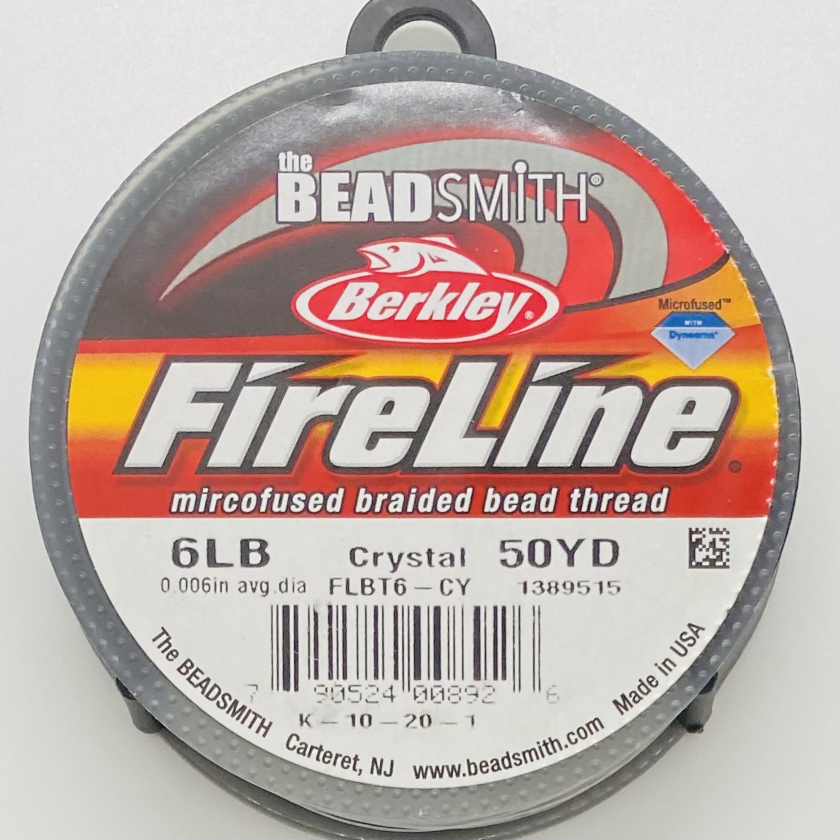 Thread, Berkley Fireline, Gel-Spun Polyethylene, Round, 0.15mm Diameter, Smoke, 6-Pound Test, 50-Yard Spool