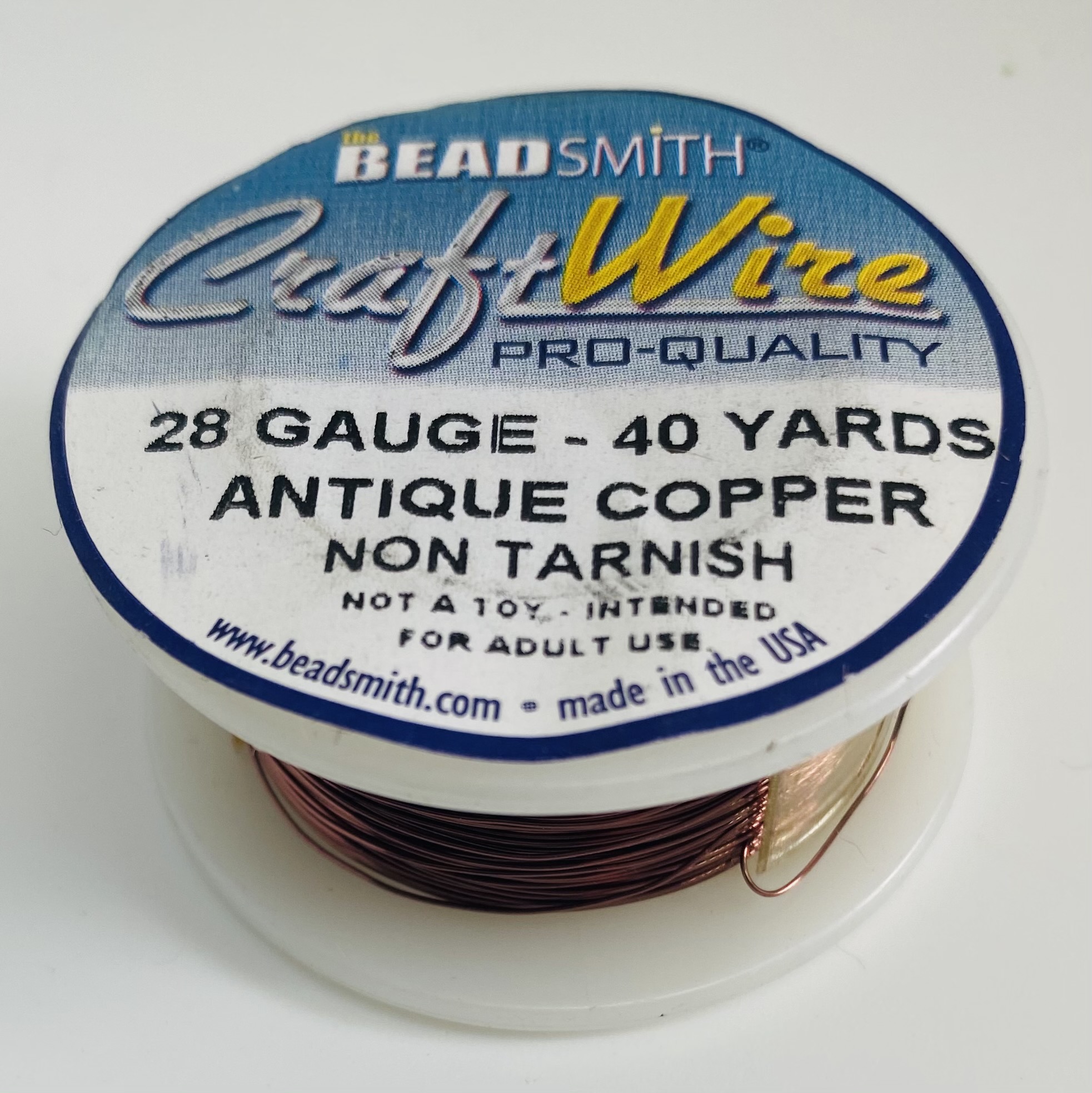 the　Piecez　28　round,　ANTIQUE　(36m)　in　Preciouz　RESISTANT　gauge.　spool　40-yard　COPPER,　USA.　Collections　TARNISH　copper,　Colour-coated　Made